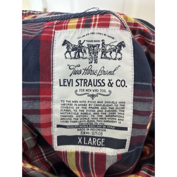 VTG Levi’s Two Horse Brand Western Pearl Snap Men’s Size XL Plaid Western Rodeo - Picture 7 of 7